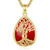 INFUSEU Collana Albero Della Vita Cristal 18K Oro Forma a Goccia Collane Cristallo Corniola Ciondolo Abbraccio Gioielli Ciondolo Yoga Fortunato Regalo per Le Donna Uomo