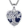 INFUSEU Collana Albero Della Vita Cristal Forma a Cuore Collane Cristallo Blu Ciondolo Abbraccio Gioielli Ciondolo Yoga Fortunato Regalo per Le Donna Uomo