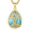 INFUSEU Collana Albero Della Vita Cristal 18K Oro Forma a Goccia Collane Cristallo Turchese Ciondolo Abbraccio Gioielli Ciondolo Yoga Fortunato Regalo per Le Donna Uomo