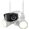 Reolink 4K Telecamera Wi-Fi Esterno con Doppio Obbiettivo 180° + Faretti, Videocamera WiFi a 2,4/5 GHz, Rilevamento di Uomo/Veicolo/Animale Domestico, Audio Bidirezionale, IP66, Duo Floodlight WiFi