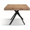 KONTE.DESIGN Tavolo FORTE DEI MARMI in legno, finitura rovere rustico e gambe incrociate in metallo antracite, allungabile 95x90 cm - 145 x 90 cm