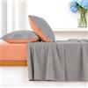 Ruggeri - Set Lenzuola Letto Matrimoniali 4 Pezzi in 100% Cotone, Lenzuolo con Angoli 170x200 cm, Lenzuolo Piatto 240x280 cm e 2 Federe Double 50x80 cm, Certificato Oeko-Tex - Grigio E Arancione