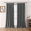 Joydeco 100% tende oscuranti in lino con nastro arricciato, set da 2 pezzi, altezza 275 x 140 cm, colore grigio, protezione dal freddo, oscurante, protezione acustica, ideale per il soggiorno