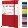 STATIONERY ISLAND Taccuino a Righe A5, Diario a Righe con Copertina Rigida con Carta Spessa Premium da 120 gsm, Taccuino con Copertina Rigida da 180 Pagine per Studiare, Pianificare, Rosso