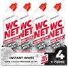 Wc Net - Carbon Active Instant White, Detergente Liquido per WC con Carboni Attivi, Prevenzione del Calcare e Igienizzante per WC, 700ml x 4 Confezioni