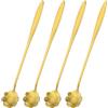 QUARKZMAN 4pz Acciaio Inossidabile Fiore Cucchiaio 7 Pollici Lungo Manico Girasole Cucchiaio Gelato Crema Cucchiaio Caffè Cucchiai per Cocktail Mescolare Mescolando, Oro