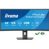 iiyama ProLite XCB3494WQSU-B1 Monitor curvo da 34 pollici con supporto regolabile in altezza