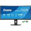 iiyama ProLite XCB3497WQSNP-B1 Monitor curvo da 34 con risoluzione UWQHD, dock USB-C e supporto regolabile in altezza