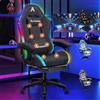 ALFORDSON Sedia Gaming Massaggiante con Luci LED,Sedia Ergonomica Gamer per Ufficio Domestico,Poltrona Scrivania con Poggiapiedi,Schienale Regolabile 90-150°,Portata 180KG, Tessuto(Grigia scura)