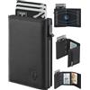 TEEHON Portafoglio Uomo Slim, Portacarte in Pelle con Protezione RFID, Porta Carte di Credito Uomo Piccolo, Porta Tessere con Portamonete e Scomparti Banconote - Confezione Regalo - NERO