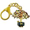 Juanxian Feng Shui - Portachiavi a forma di albero di pesco con scimmia magica e 9 monete, Multicolore, 10.5*3.6*4CM