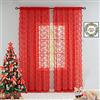 YJ YANJUN Tende trasparenti rosse lunghe 244 cm, per soggiorno, set di 2 pannelli, bellissime tende in pizzo natalizio con fiori per Natale, San Valentino, decorazione per finestra, 132 x 243 cm,