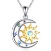 YONFQE Collana con sole e luna, in argento Sterling 925, con ciondolo a forma di luna e luna, Normal, Argento sterling, Nessuna pietra preziosa