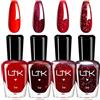 MrCuvaryas Set di 4 smalti rossi, ad asciugatura rapida e a lunga durata, smalto rosso a base d'acqua, non tossico, lampada UV per nail art, manicure a casa, colore rosso