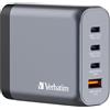 Verbatim GaN Charger 140W 4 Porte USB-C Caricabatterie Power Adapter con 3 x USB-C e 1 x USB-A Caricatore Rapido Multipresa per Apple MacBook, Notebook, iPad, iPhone, Samsung e Co