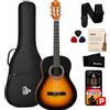 Pyle Chitarra Acustica ¾ per Principianti, Chitarra Corpo in Legno Massello 91 cm, Guitar Kit Completo con Plettri, Tracolla, Custodia, Panno e App Accordatore, Sunburst a Forma di Goccia