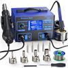 Preciva Saldatore a Stagno Professionale, 750W PID Stazione Saldante 2 in 1 ad Aria Calda e Stazione di Saldatura SMD con Display LCD, Modalità AUTO/MAN, Sleep Saldatore, Aria Calda e Fredda