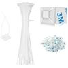 ieron 100 fascette bianche per cavi, 100 supporti adesivi, multiuso, in nylon, con base di supporto, cuscinetti adesivi, per fai da te, casa, ufficio, officina