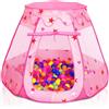KAHEIGN Tenda da Principessa Pop-Up, 115CM x 90CM Tenda da Gioco Pieghevole Pallina da Principessa Rosa con Borsa per Trasporto per Bambini Animali Domestici Gioco Interno Esterno Gioco (Rosa)