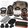 drtulz Kit di lucidatura per scarpe, kit di pulizia per la cura delle scarpe in pelle nero marrone neutro olio per scarpe delicato per scarpe da stivale per uomini e donne