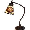 Bieye L30870 Lampada da tavolo in vetro colorato in stile Tiffany con base a braccio girevole per la lettura e la decorazione della casa (rosso barocco)