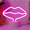 JEMESI Segni al Neon a Forma di Labbro, Luce al Neon a Forma di Labbro con Supporto USB o Batteria, Lampada al Neon per Festa in Camera del Bambino, Decorazione per la Casa, Regalo per Bambini, Decorazione