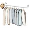 DAKEPOLE - Appendiabiti per parete, 83 cm in tubi di metallo industriale, appendiabiti a parete, design industriale, salvaspazio, mensola da cucina, per negozio, casa, bianco