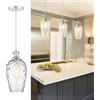 Riohan Lampade a Sospensione in Vetro per Isola Cucina, Lampadario 1 Luce in Cromo con Vetro Soffiato a Mano, Lampada a Sospensione in Stile Moderno Rustico per Cucina, Sala da Pranzo 16 * 30cm