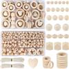 Minnhua 416PCS Set Perline di Legno Naturale per Fai da Te, Braccialetti, Gioielli, Collane - Mini Perline Rotonde per Decorazioni Artigianali