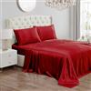 Juicy Couture Set di lenzuola in raso per letto singolo XL, con tasca profonda, in raso setoso, con 1 lenzuolo con angoli, 1 lenzuolo piatto, 1 federa, resistente alle pieghe e anti pelucchi, rosso