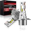 AUXIRACER H4 LED 500% Brillante, Lampadine H4 LED Plug and Play, 6500K Bianco Freddo Dimensione Mini 1:1, 9-24V per Auto e Moto, 2 pezzi