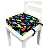 Xezzjavz Rialzo per seggiolino, cuscino Dinosaur Booster, cuscino di seduta ad alto rimbalzo spesso 9 cm, con fibbia di sicurezza, adatto a bambine e bambini di 3, 4, 5, 6 anni - Nero