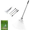 Wuyue Hua Rastrello da giardino per foglie, rastrello regolabile in metallo resistente per prati, manico lungo 85-175 cm con testa espandibile 17-37 cm, attrezzi da giardino per cortile, prato, arbusti, aiuole