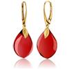 Amber by Mazukna - Orecchini in ambra rosso - Eleganti gioielli in ambra da appendere con raccordo dorato per donna, orecchini a goccia, ambra, Ambra, Ambra