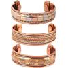 Touchstone Bracciale magnetico Rame stile tibetano. Forgiato a mano con rame puro massiccio e di alto calibro. Set di 3 diversi design in 3 metalli.