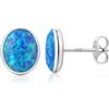 Jiahanzb Orecchini Opale Orecchini a bottone in Argento Sterling 925 Opale Oval Blu Gioielli Ipoallergenici per Donna 6 mm
