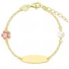 Turmalina by martina, Bracciale Rigido in Argento Sterling 925 con Fiore Smaltato e Zirconi, Lunghezza 11 cm