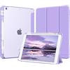 MoKo Cover per iPad 9a/8a/7a Generazione 10,2 Pollici 2021/2020/2019 con Portapenna, Custodia Trifold Sottile e Leggera con Retro in PC Rigido Traslucido, Auto Svegliati/Sonno, Lilla