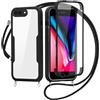 FERLAN Cover per iPhone 7 Plus/iPhone 8 Plus con Cordino, 360 Gradi Antiurto Custodia con Protezione Schermo Integrata Trasparente Rugged TPU Bumper Doppia Protettiva Cover per iPhone 7/8 Plus -Nero