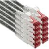 1aTTack.de 5m CAT6 Cavo di rete LAN RJ45 1000 Mbit, 10 pezzi - trasparente | S-FTP, cavo patch Ethernet, cavo LAN, per router, switch, modem, DSL, Internet, Wi-Fi e patch panel