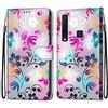 Mo-Somnus Cover per Samsung Galaxy A9 2018 / A9s, Custodia in PU Pelle Magnetica Libro Flip Caso Antiurto Portafoglio [Supporto Stand] con Porta Carte e Cinturino da Polso Wallet Case (Fiore 1)