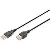 DIGITUS Cavo di prolunga USB 2.0 - 3 m - USB-A (maschio) a tipo A (femmina) - 480 Mbps - Nero