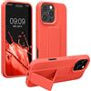 kwmobile 1x Custodia Compatibile con Apple iPhone 16 PRO Max - Cover Supporto Dita - Back Case per Smartphone - Protezione Gommata Corallo