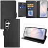 Pollachi Fondina Cover per Samsung Galaxy S26 5G Custodia Protettiva in Pelle per 9 Cartes con 1 Vetro Temperato Similpelle Cover Pieghevole con Portafoglio Porta Carte [9 Scomparti]-Nero