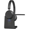 GEQUDIO GB-2 - Cuffie Bluetooth con microfono, con cancellazione del rumore, senza fili, per due dispositivi come smartphone, cellulare, PC o laptop, in ufficio (GB-2 con ricarica)