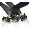 Hair2Heart 25 x 1g Microring Loop Extension Capelli Veri - 40cm - Liscio, Colore #1 Nero
