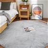Ghouse Faux Tappetto di Pelle di Pecora Tappeto a Pelo Corto Lavabile Fluffy Uni Effetto Pelliccia Antiscivolo Facile da Pulire, Dimensione: Tondo 180 cm, Colore: Grigio