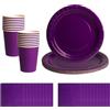 ZSYIULIA Set di stoviglie usa e getta viola, 52 pezzi, 20 tovaglioli di carta, 16 bicchieri, 16 piatti di carta da 17,8 cm, biodegradabili, tinta unita, viola, per compleanni, matrimoni, feste di Natale per