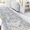 Famibay Tappeto Corridoio 80x300cm Antiscivolo Tappeti Runner Cucina Lavabile Passatoia Corridoio Lungo Blu Tappeto Passatoia Vintage Morbido per Cucina Lavanderia Ingresso
