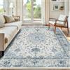 INOVADAY Tappeto 180x270 cm Lavabile in Lavatrice Vintage Antiscivolo Blu/Grigio